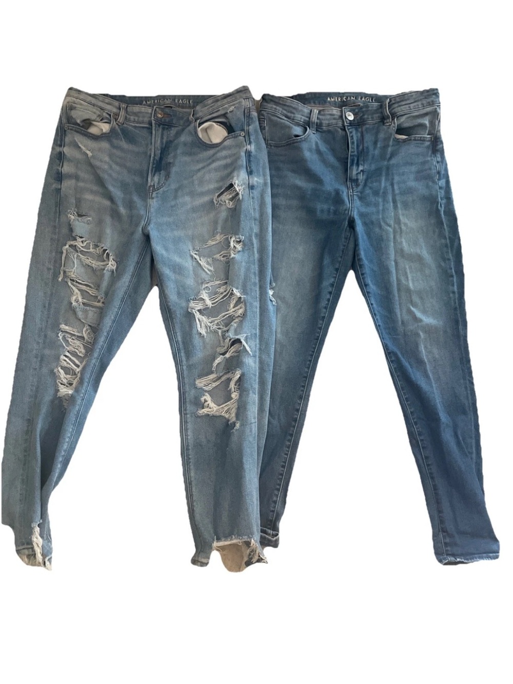 Lot of 2 American Eagle Jeans Ladies Size 14 stretch boyfriend and straight leg